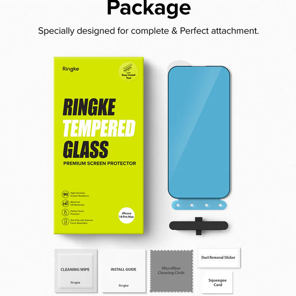 Picture of Apple iPhone 14 Pro 6.1 Screen Protector | Ringke Premium Tempered Glass Screen Protector with Easy Installation Jig Kit for Apple iPhone 14 Pro 6.1 (HD Clear)