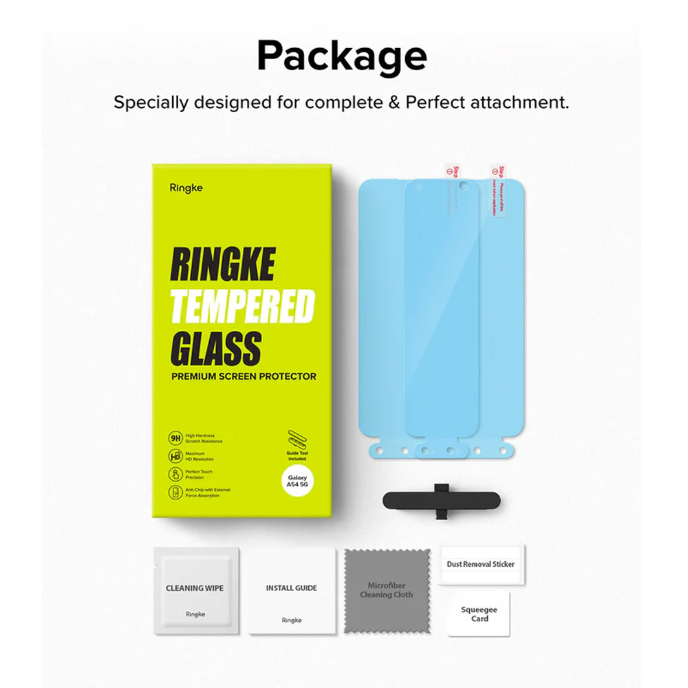 Picture of Samsung Galaxy A54 5G  | Ringke Full Adhesive Full Cover Tempered Glass with Easy Installation Helper Tool for Samsung Galaxy A54 5G (Clear 2pcs)