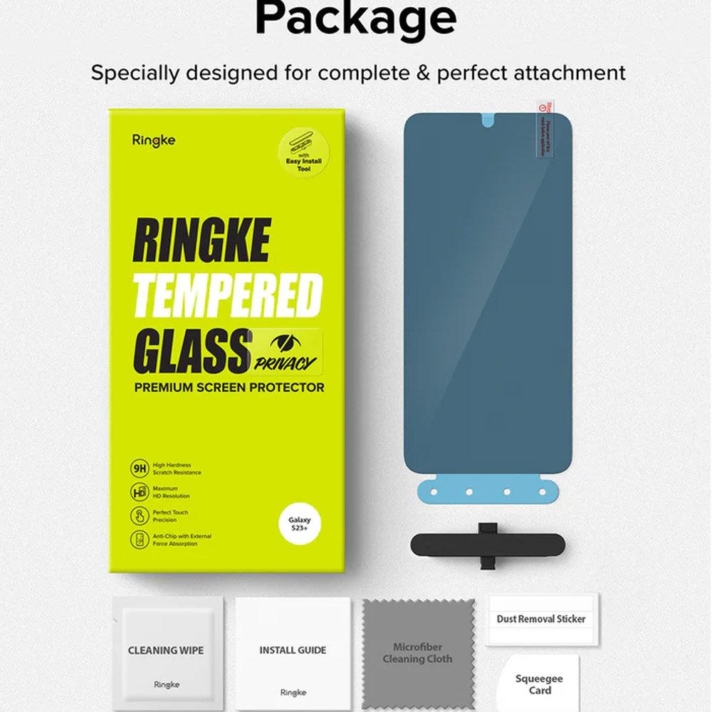 Picture of Samsung Galaxy S23 Screen Protector | Ringke Full Cover Glass Tempered Glass Screen Protector with Installation Jig Tool for Samsung Galaxy S23 (Privacy Anti View Anti Peep Anti Spy)