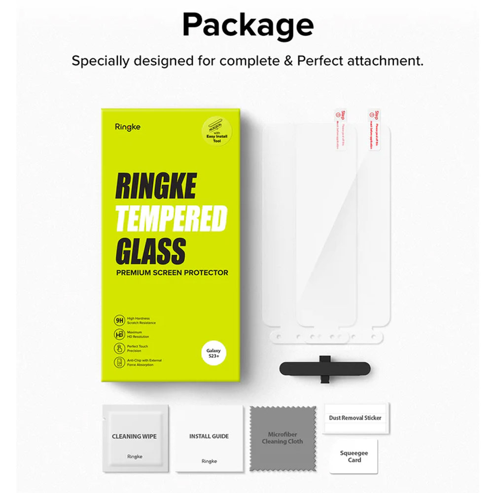 Picture of Samsung Galaxy S23 Screen Protector | Ringke Full Cover Glass Tempered Glass Screen Protector with Installation Jig Tool for Samsung Galaxy S23 (2pcs)