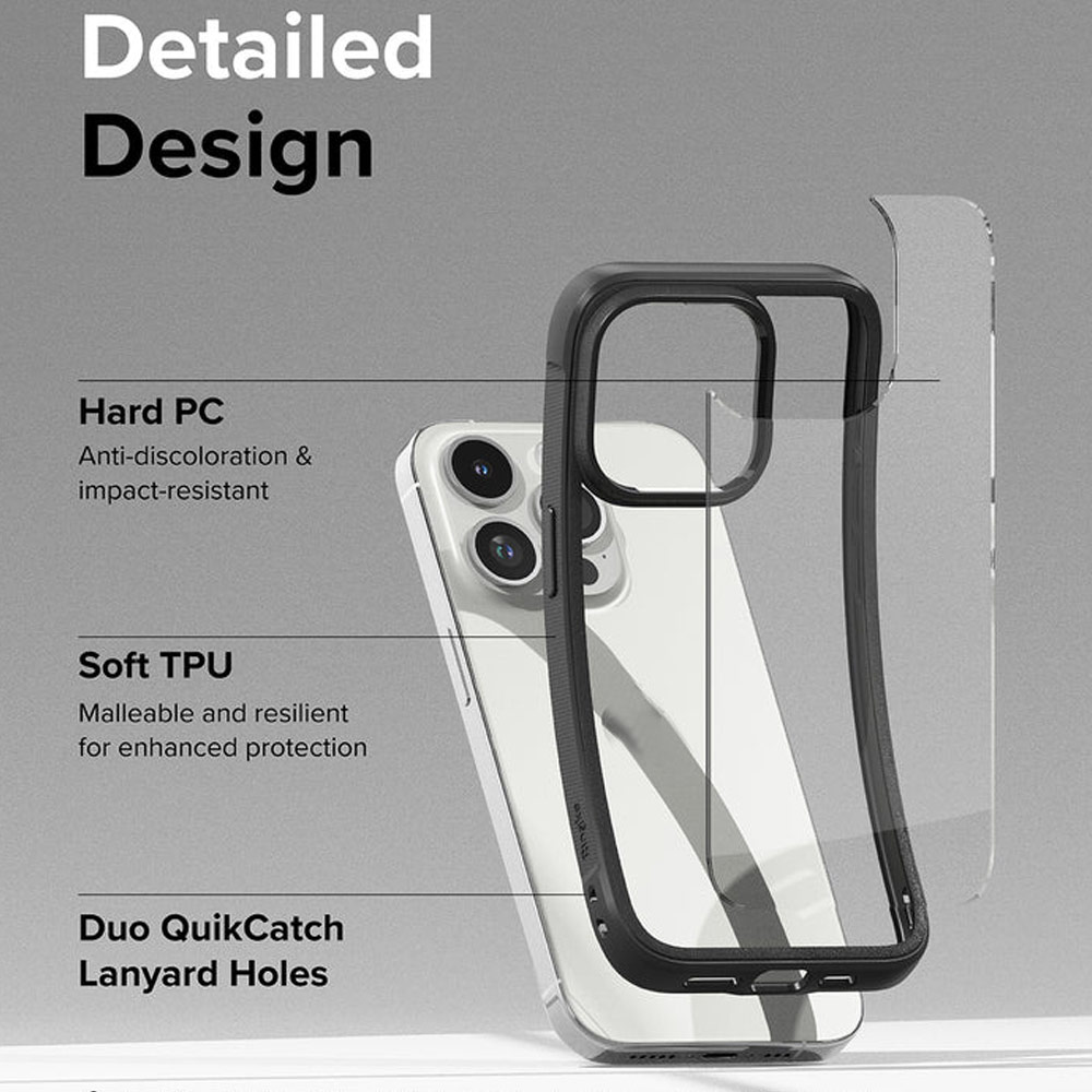 Picture of Apple iPhone 15 Pro Max 6.7 Case | Ringke Fusion Bold Anti Yellow Back Plate Drop Protection Case for Apple iPhone 15 Pro Max 6.7 (Black)