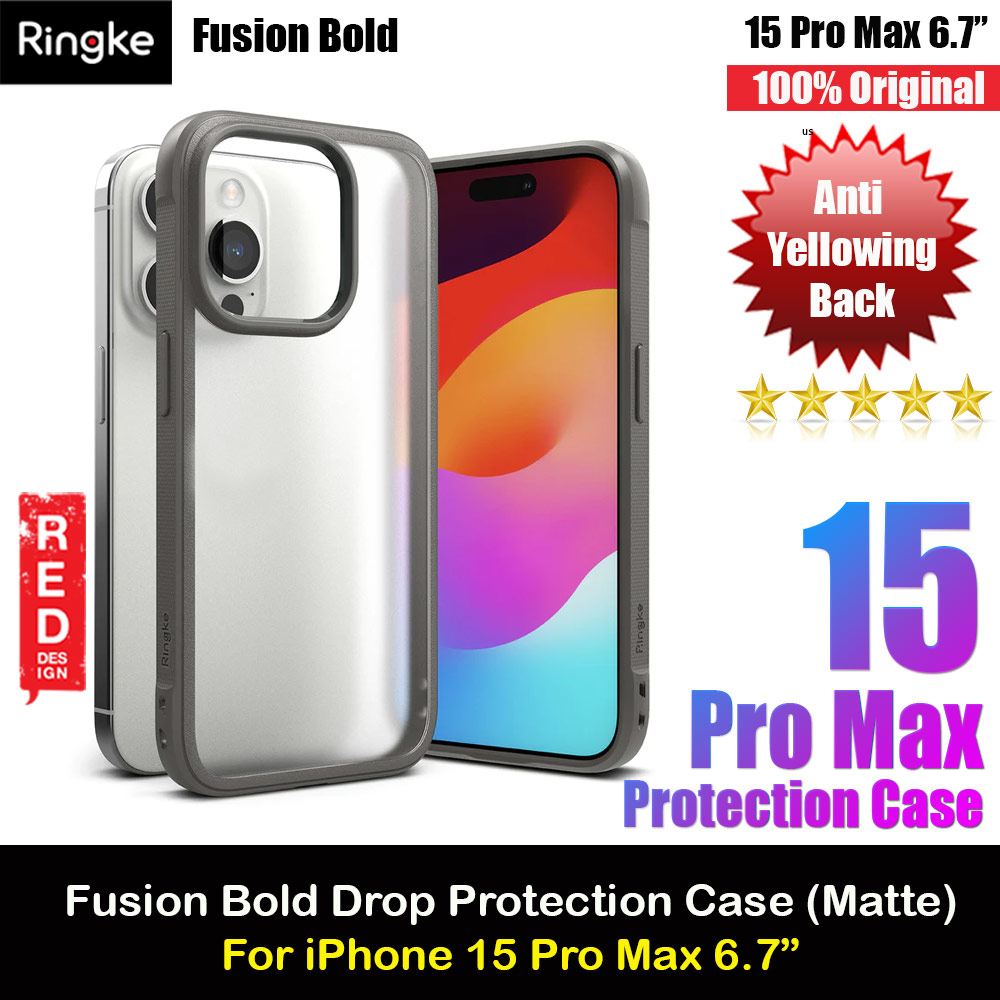 Picture of Ringke Fusion Bold Anti Yellow Back Plate Drop Protection Case for Apple iPhone 15 Pro Max 6.7 (Matte Gray) Apple iPhone 15 Pro Max 6.7- Apple iPhone 15 Pro Max 6.7 Cases, Apple iPhone 15 Pro Max 6.7 Covers, iPad Cases and a wide selection of Apple iPhone 15 Pro Max 6.7 Accessories in Malaysia, Sabah, Sarawak and Singapore 