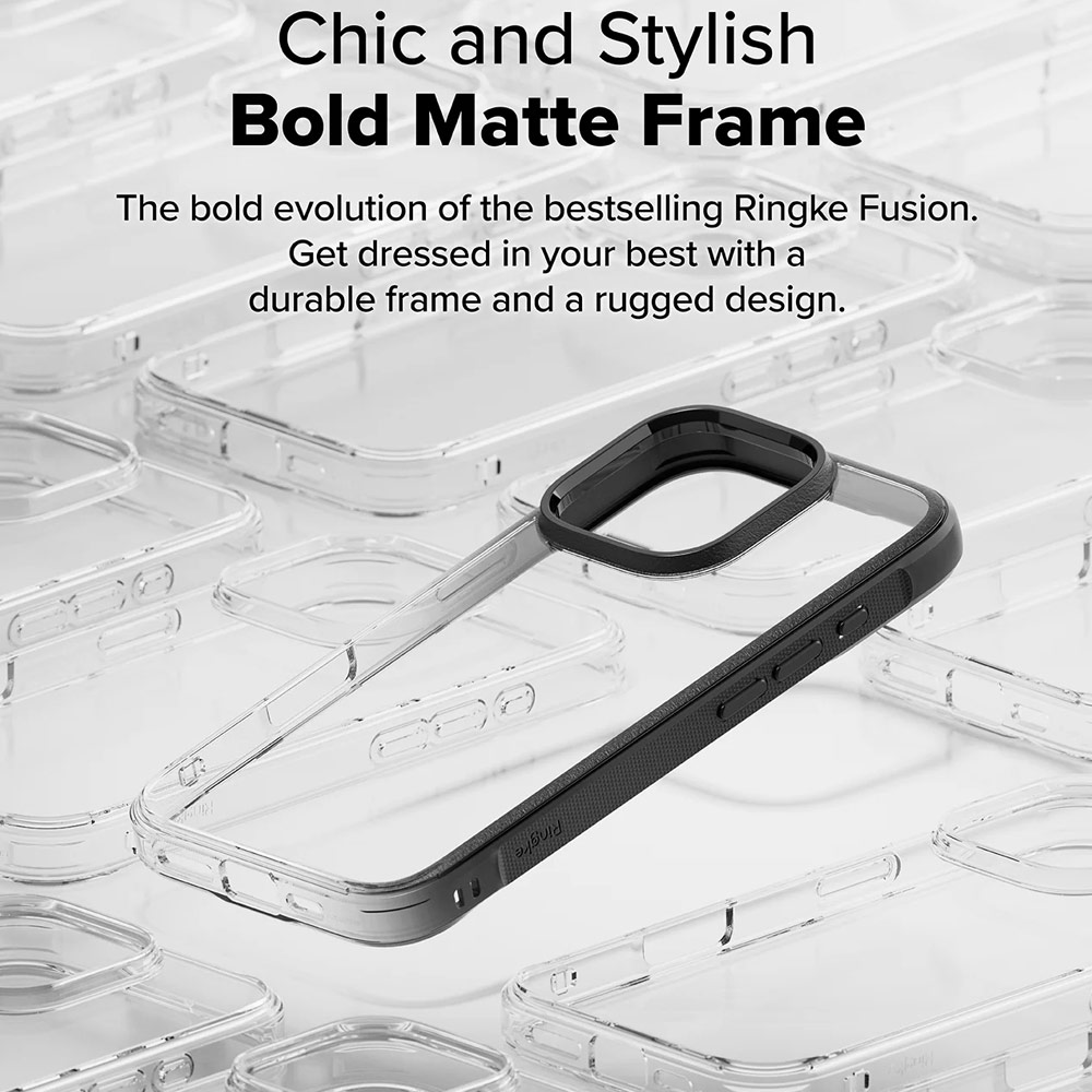 Picture of Apple iPhone 16 Pro Max 6.9 Case | Ringke Fusion Bold Anti Yellow Back Plate Drop Protection Case for Apple iPhone 16 Pro Max 6.9 (Black)