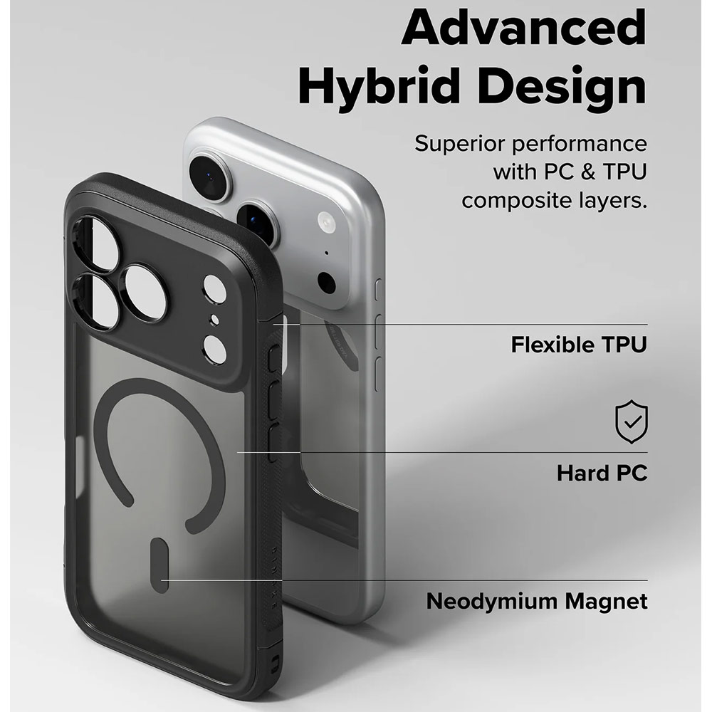 Picture of Apple iPhone 17 Pro 6.3 Case | Ringke Fusion Bold Magnetic Anti Finger Print Anti Slip Drop Protection Case for iPhone 17 Pro 6.3 (Matte Black)