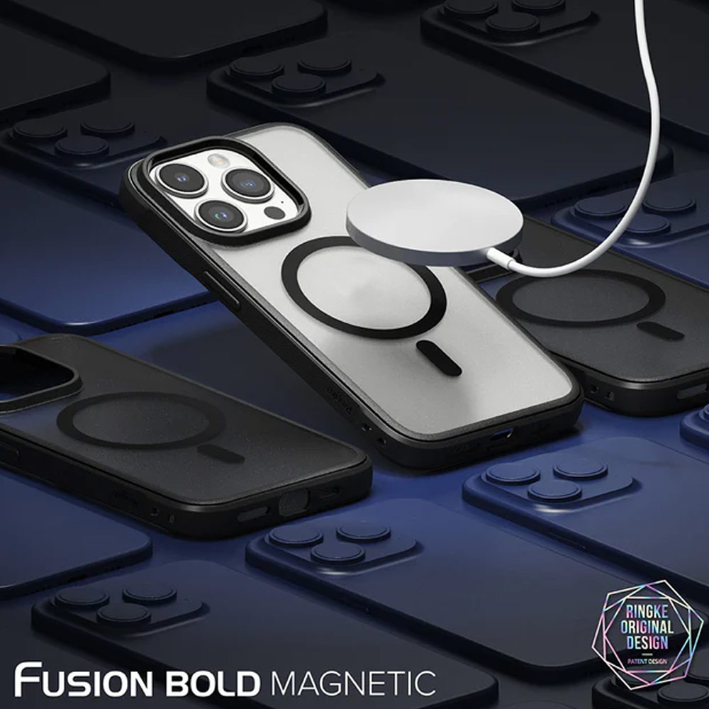 Picture of Apple iPhone 15 Pro Max 6.7 Case | Ringke Fusion Bold Magnetic Anti Yellow Back Plate Drop Protection Case for iPhone 15 Pro Max 6.7 (Matte Black)