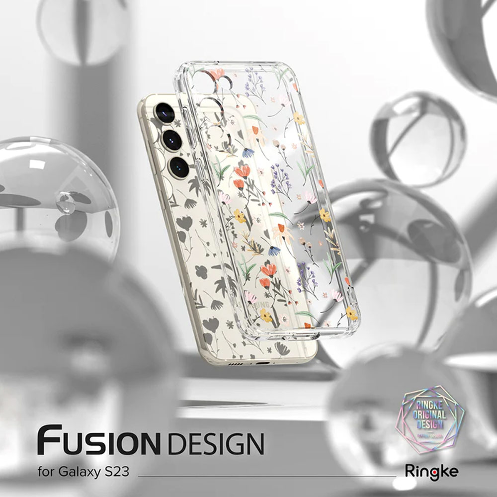 Picture of Samsung Galaxy S23 Case | Ringke Fusion Design Transparent Protection Case for Samsung Galaxy S23 (Dry Flowers)