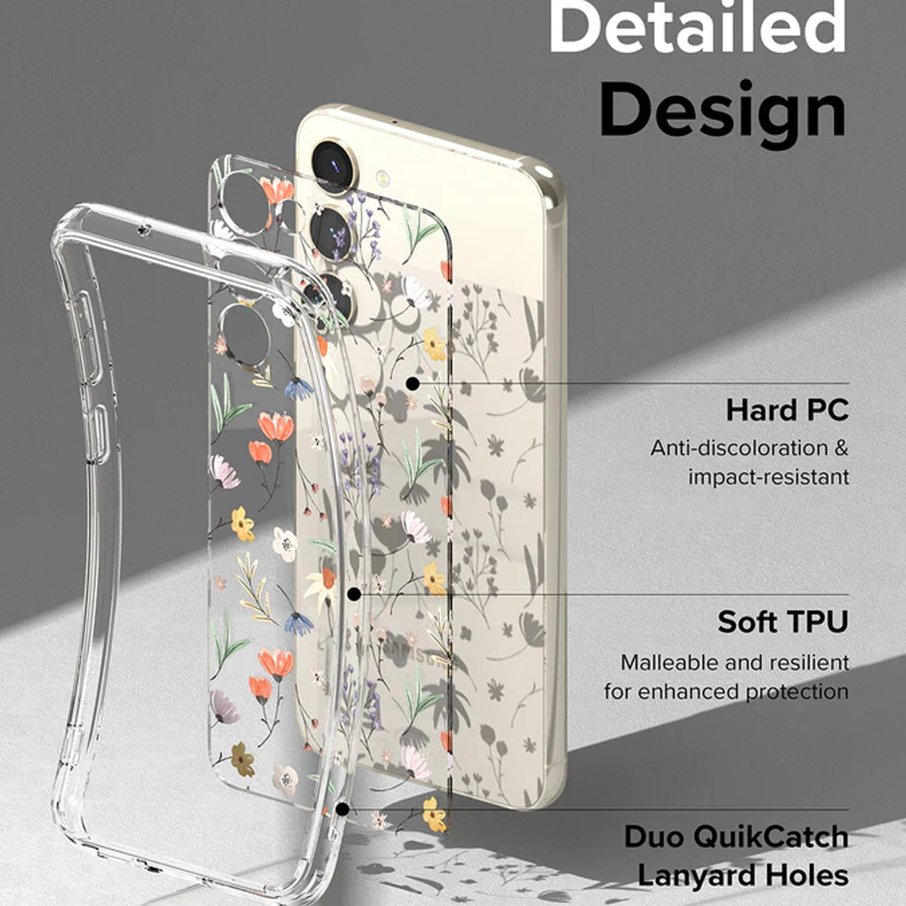 Picture of Samsung Galaxy S23 Case | Ringke Fusion Design Transparent Protection Case for Samsung Galaxy S23 (Dry Flowers)