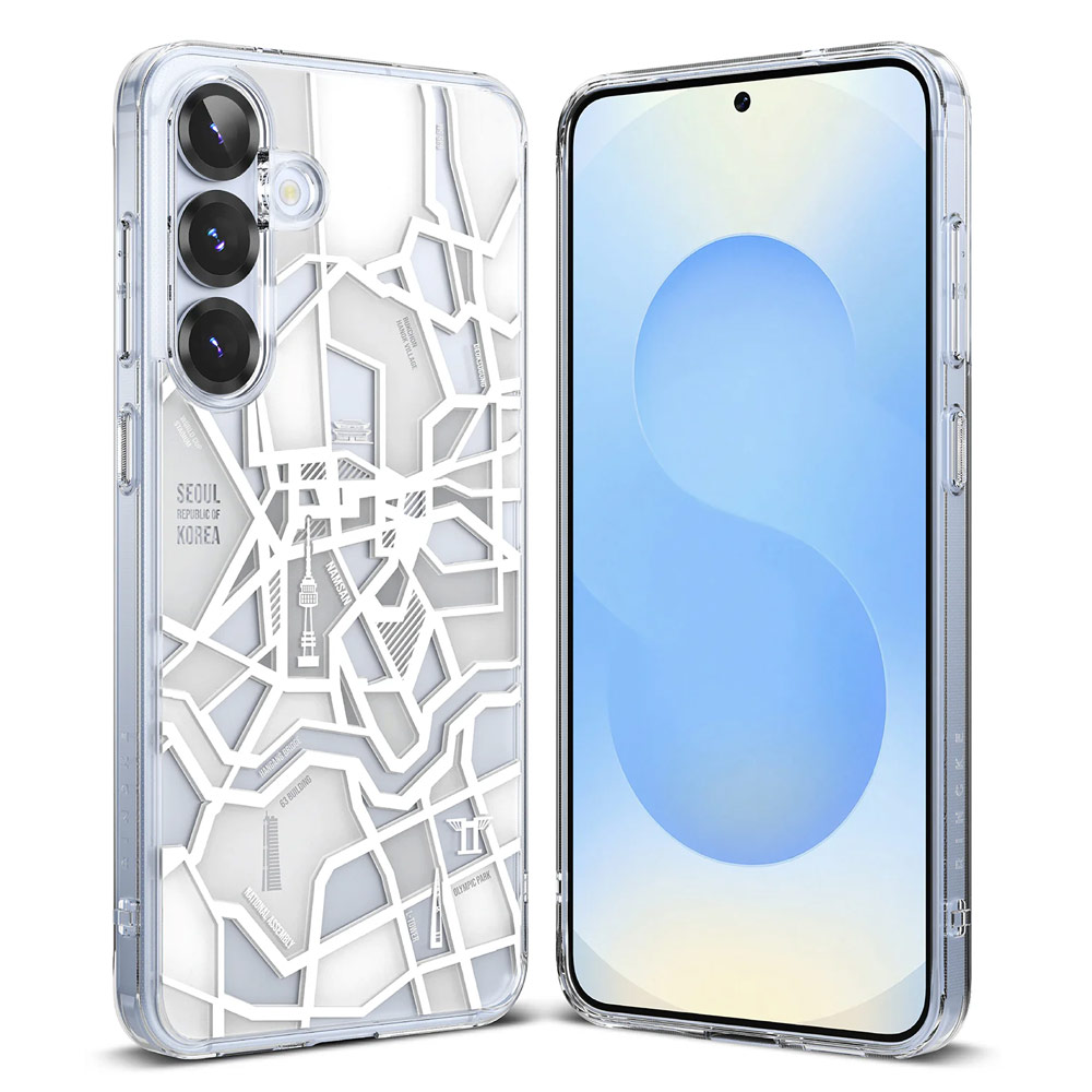 Picture of Samsung Galaxy S25 Case | Ringke Fusion Design Transparent Protection Case for Samsung Galaxy S25 (Seoul Map White)