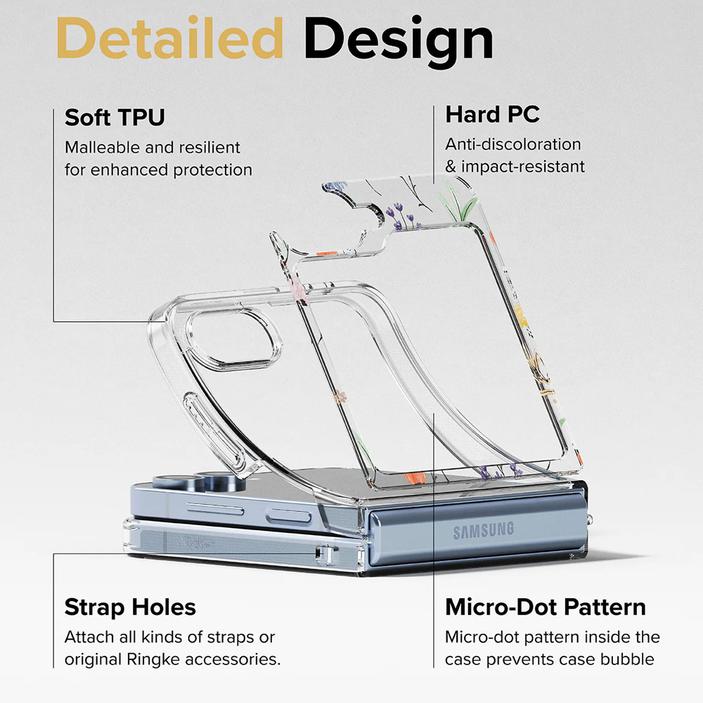 Picture of Samsung Galaxy Z Flip 6 Case | Ringke Fusion Design Protection Case with Strap Hole for Samsung Galaxy Z Flip 6 (Dry Flowers)