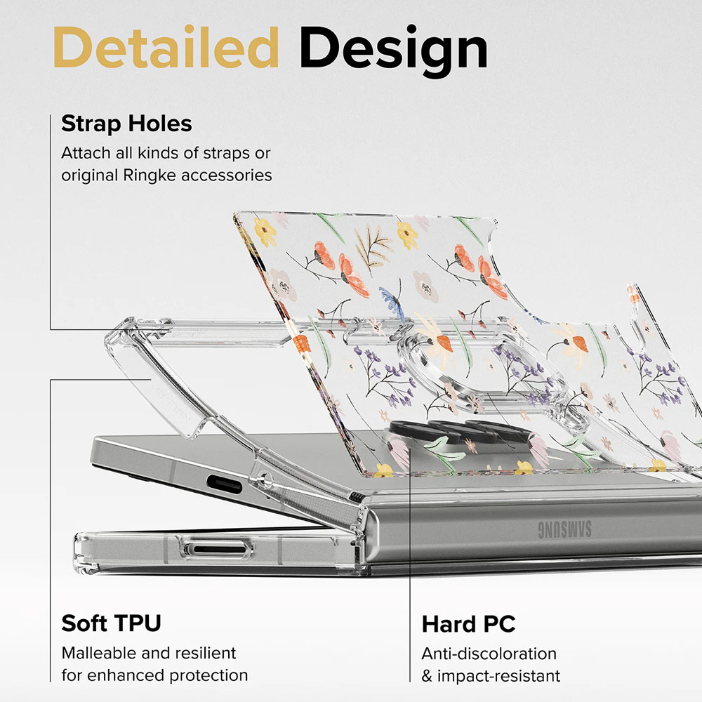 Picture of Samsung Galaxy Z Fold 6 Case | Ringke Fusion Design Protection Case with Strap Hole for Samsung Galaxy Z Fold 6 (Dry Flowers)