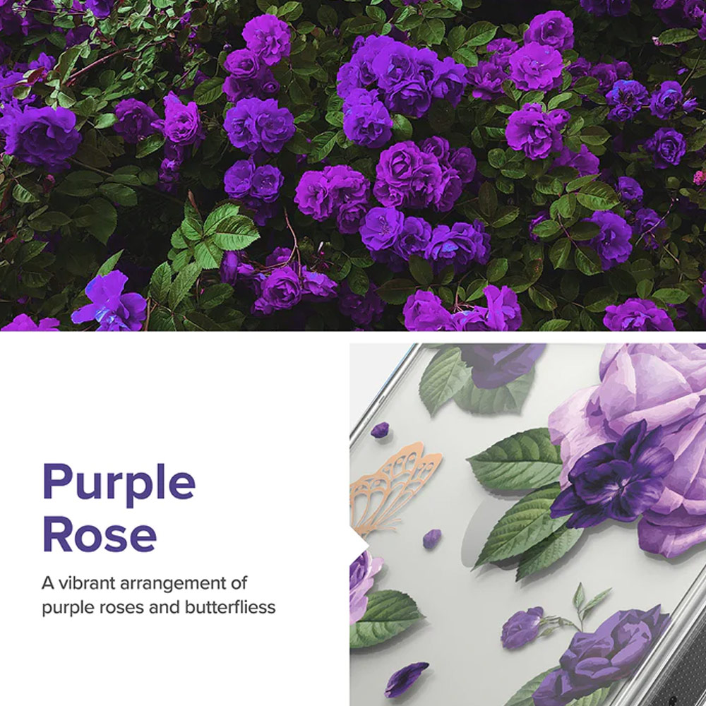 Picture of Apple iPhone 14 Pro Max 6.7 Case | Ringke Fusion Design Female Modern Women Girl Trendy Design Slim Drop Protection Case for iPhone 14 Pro Max 6.7 (Purple Roses)