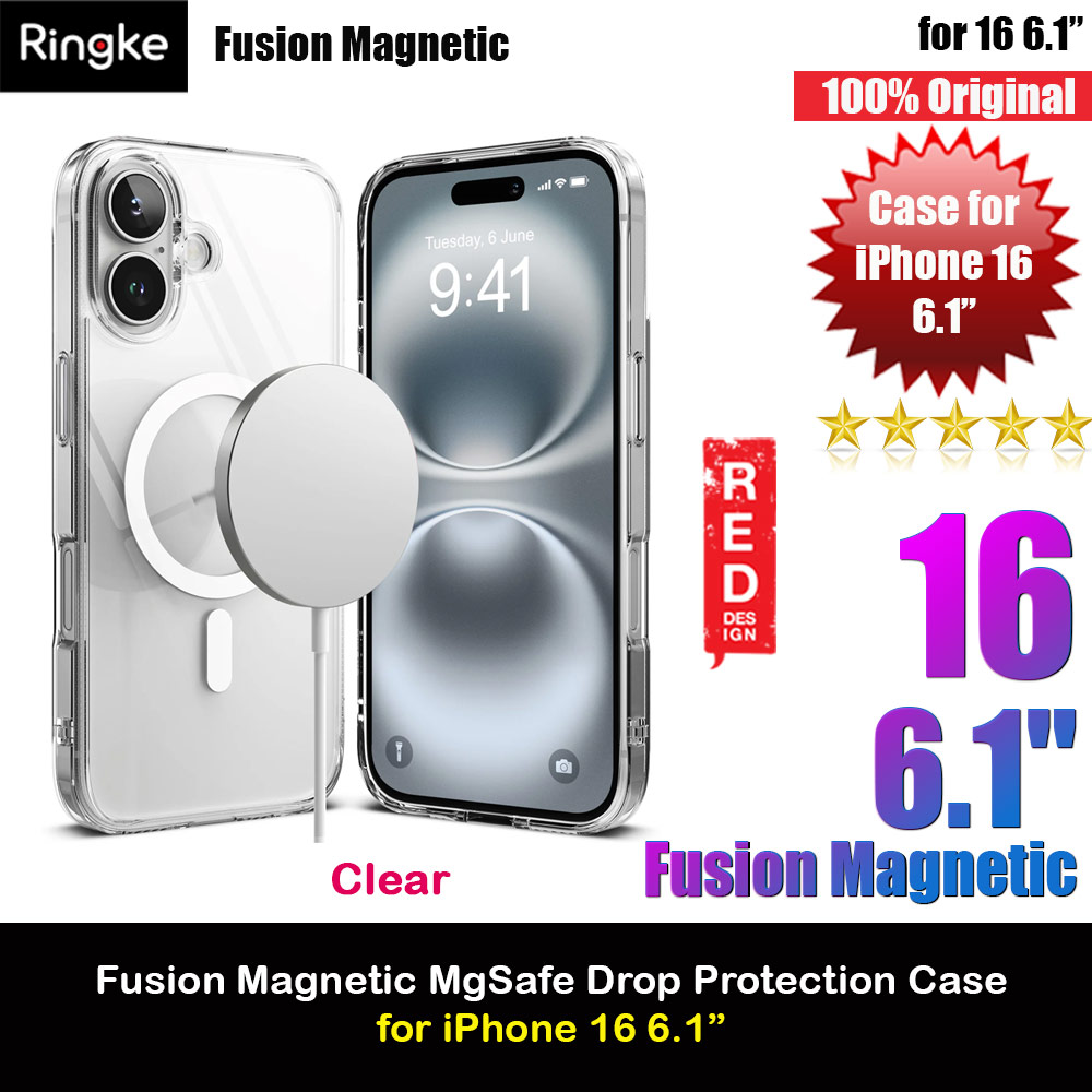 Picture of Apple iPhone 16 6.1 Case | Ringke Fusion Magnetic Slim Drop Protection Case Magsafe Compatible for iPhone 16 6.1 (Clear)