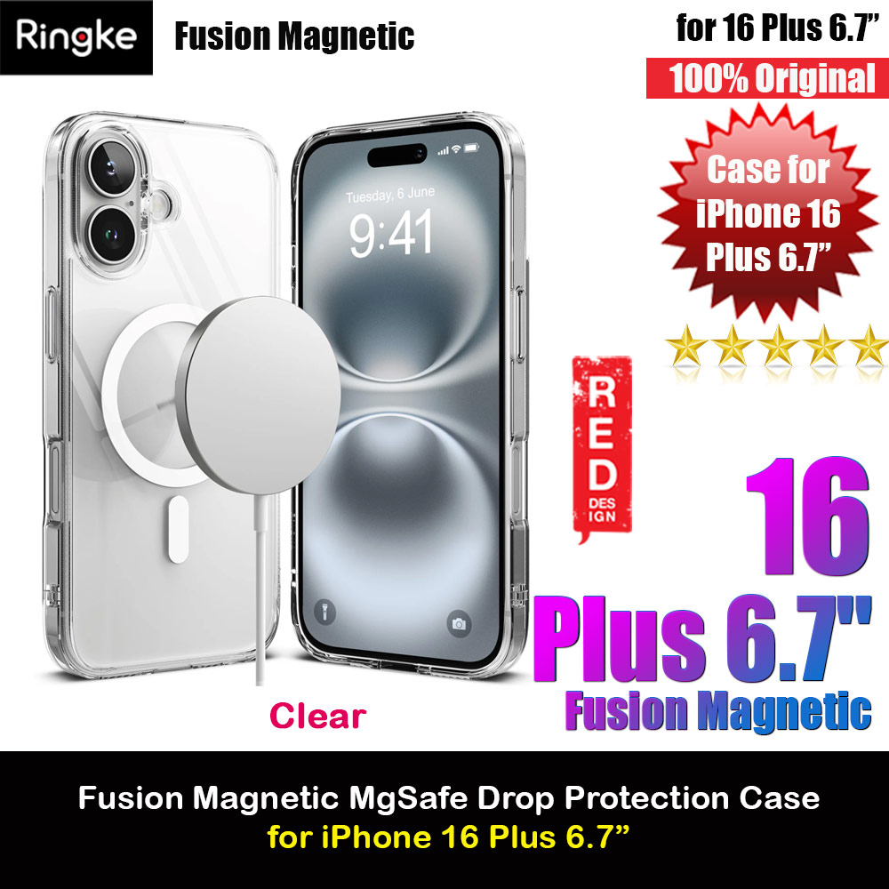 Picture of Apple iPhone 16 Plus 6.7 Case | Ringke Fusion Magnetic Slim Drop Protection Case Magsafe Compatible for  iPhone 16 Plus 6.7 (Clear)