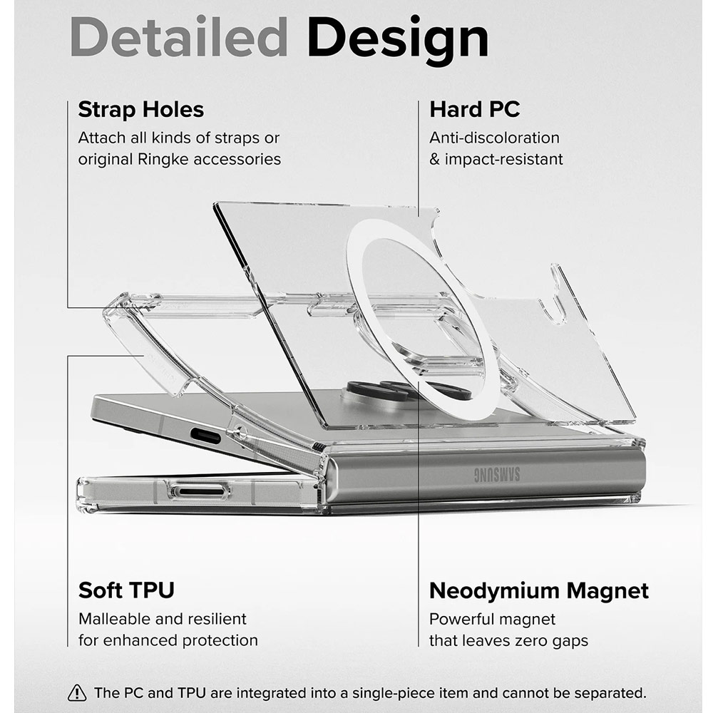 Picture of Samsung Galaxy Z Fold 6 Case | Ringke Fusion Magnetic  Protection Case with Strap Hole for Samsung Galaxy Z Fold 6 (Clear)