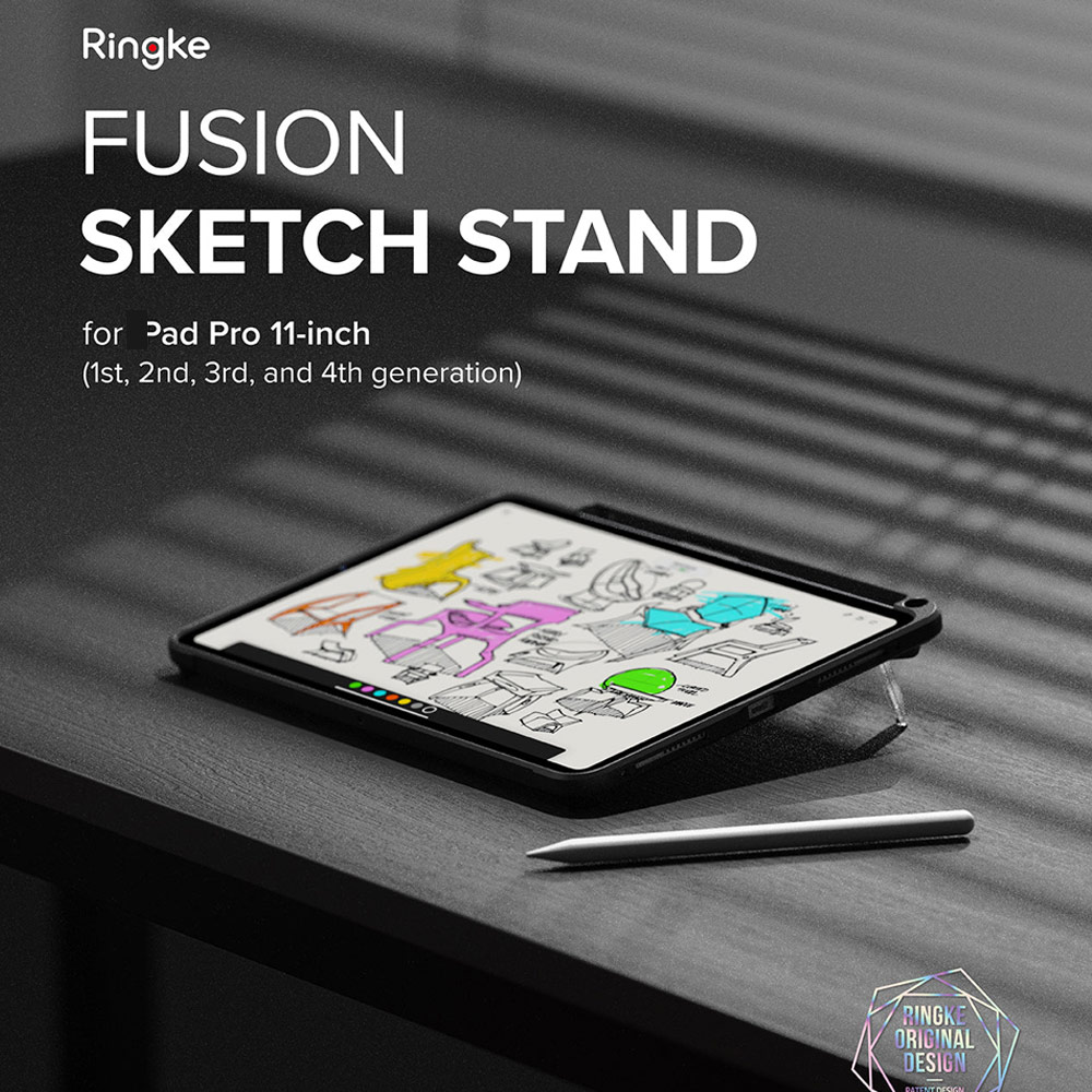 Picture of Apple iPad Pro 11 2nd gen 2020 Case | Ringke Fusion Sketch Stand Case Horizontal Vertical Stand Case for iPad Pro 11" 1st Gen 2nd Gen 3rd Gen 4th Gen (Black)