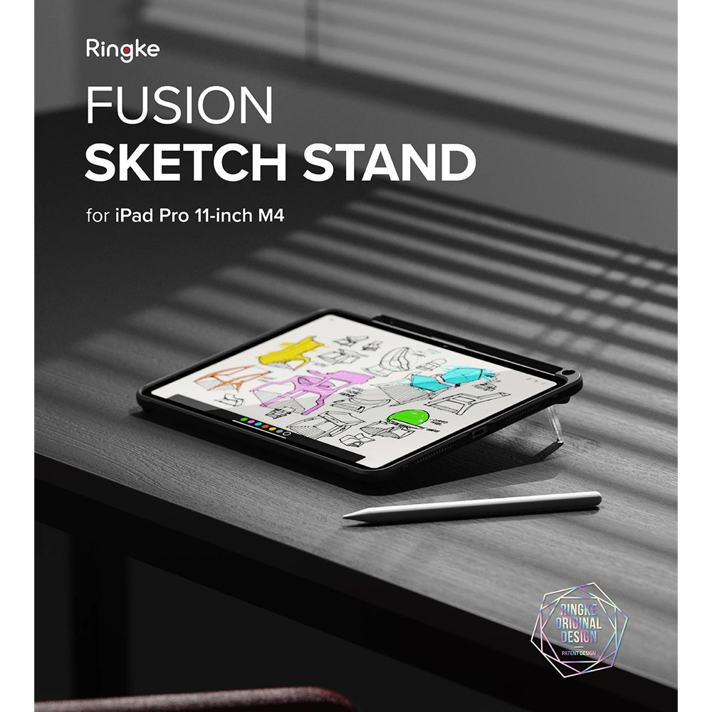 Picture of Apple iPad Pro 11 M4 2024 Case | Ringke Fusion Sketch Stand Case Horizontal Vertical Multi Angle Stand Back Drop Protection Case for iPad Pro 11" M4 2024 (Black)