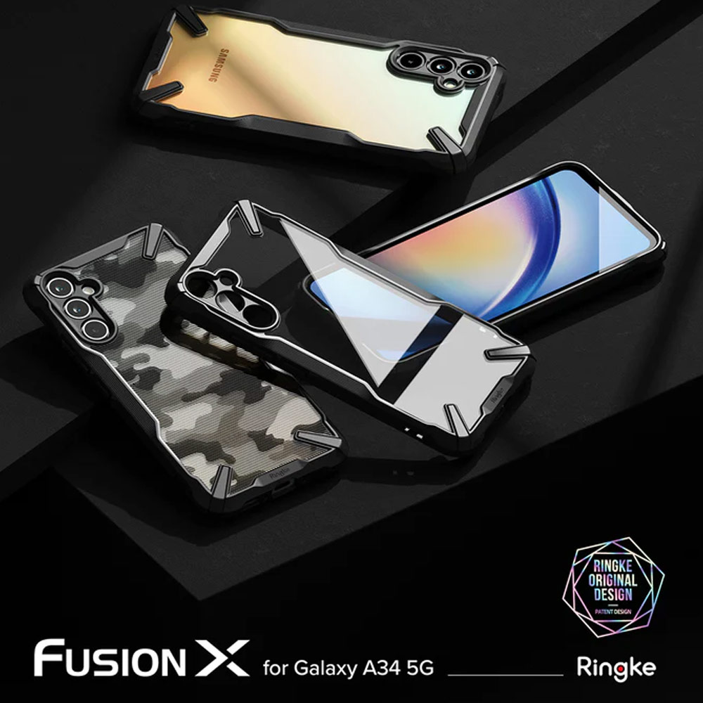 Picture of Samsung Galaxy A34 5G Case | Ringke Fusion-X Drop Protection Case for Samsung Galaxy A34 5G (Camo Black)