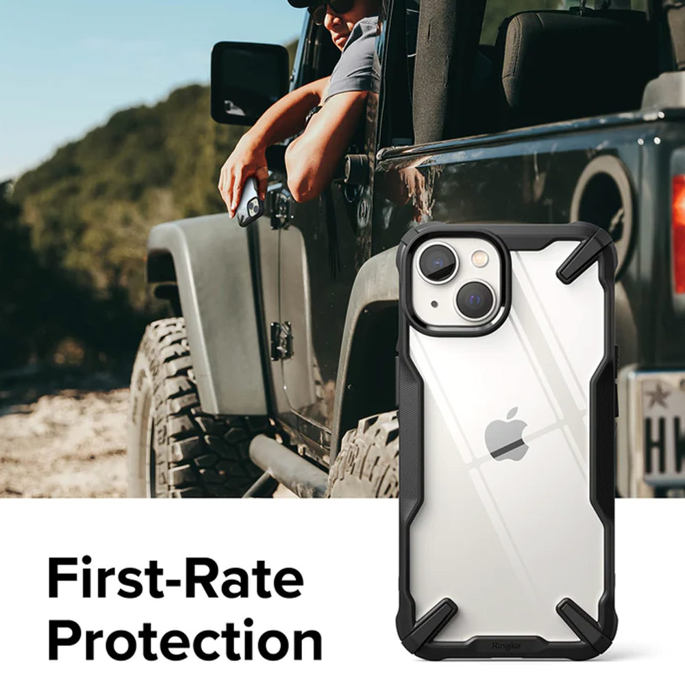 Picture of Apple iPhone 14 6.1 Case | Ringke Fusion X Hybrid PC and TPU Frame Drop Protection Case for Apple iPhone 14 6.1 (Camo Black)