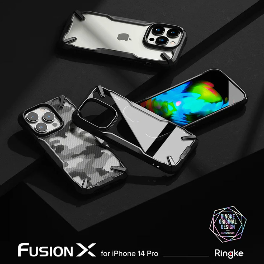 Picture of Apple iPhone 14 Pro 6.1 Case | Ringke Fusion X Hybrid PC and TPU Frame Drop Protection Case for Apple iPhone 14 Pro 6.1 (Black)