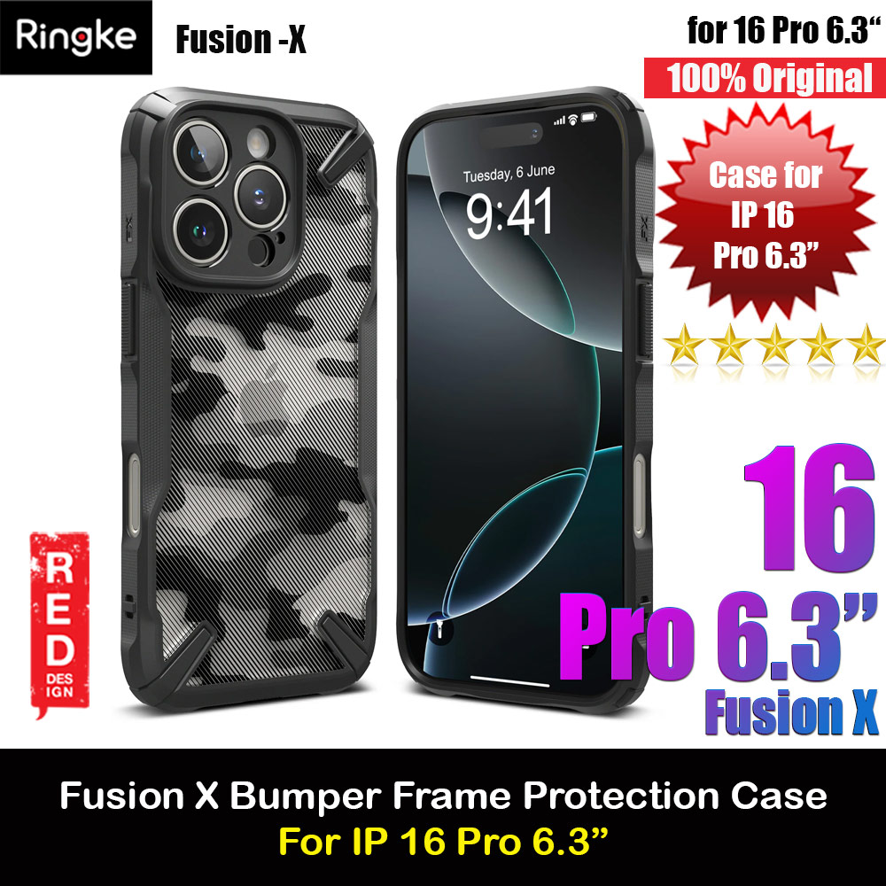 Picture of Ringke Fusion X Hybrid PC and TPU Frame Drop Protection Case for Apple iPhone 16 Pro 6.3 (Camo Black) Apple iPhone 16 Pro 6.3- Apple iPhone 16 Pro 6.3 Cases, Apple iPhone 16 Pro 6.3 Covers, iPad Cases and a wide selection of Apple iPhone 16 Pro 6.3 Accessories in Malaysia, Sabah, Sarawak and Singapore 