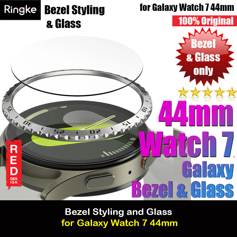 Picture of Ringke Bezel Styling and Tempered Glass Screen Protector for Samsung Galaxy Watch 7 44mm (Silver 44-01 ) Samsung Galaxy Watch 7 44mm- Samsung Galaxy Watch 7 44mm Cases, Samsung Galaxy Watch 7 44mm Covers, iPad Cases and a wide selection of Samsung Galaxy Watch 7 44mm Accessories in Malaysia, Sabah, Sarawak and Singapore 