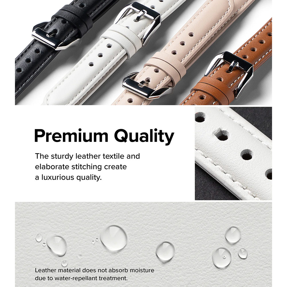 Picture of Apple Watch 38mm  | Ringke Genuine Leather One Slim Padded Strap for Apple Watch Series 4 5 6 8 9 41mm 40mm 38mm (White)