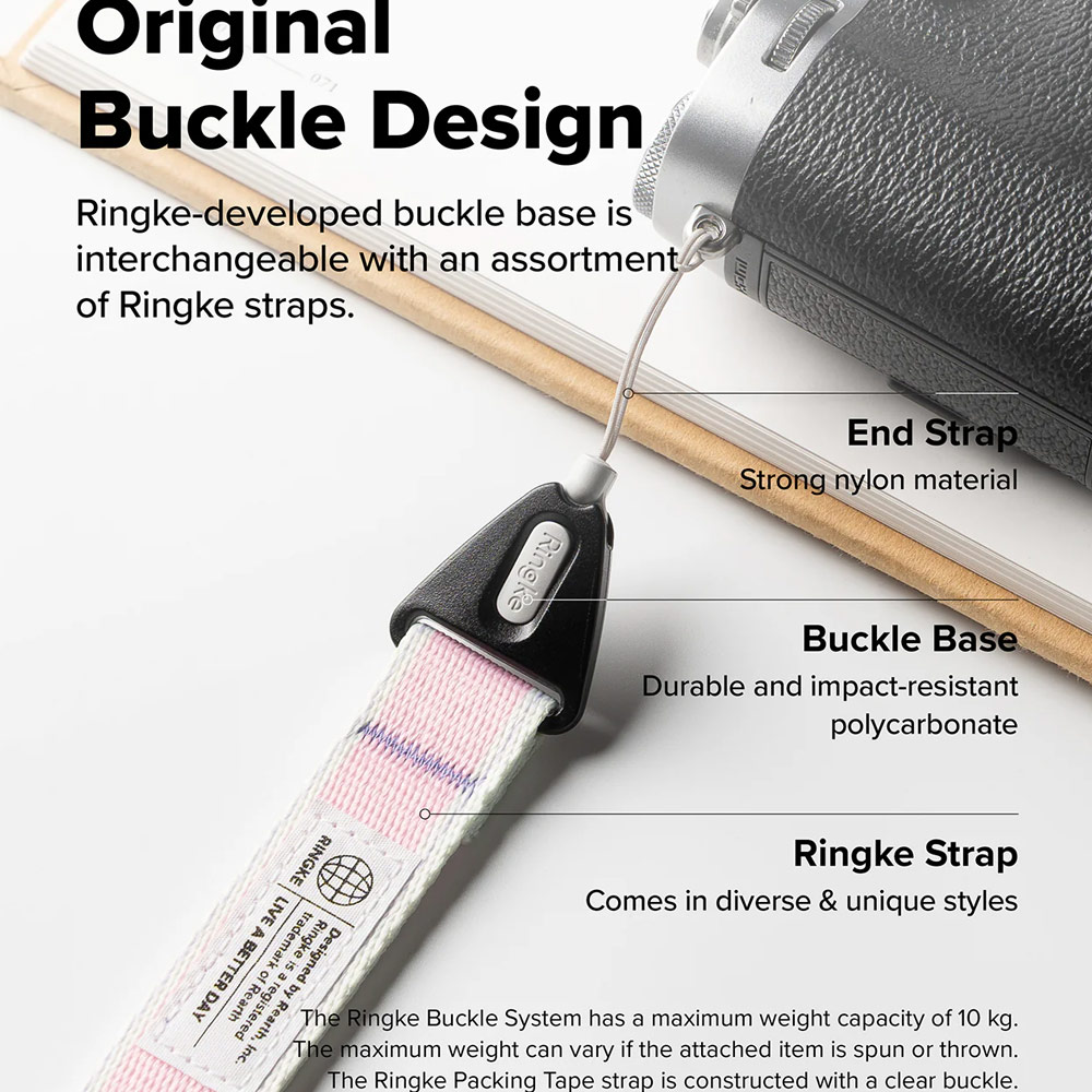 Picture of Ringke High density polyester wrist hand strap for Perfect for daily use traveling hiking smartphone Portable Handheld Fan Strap (Stripe Pink)