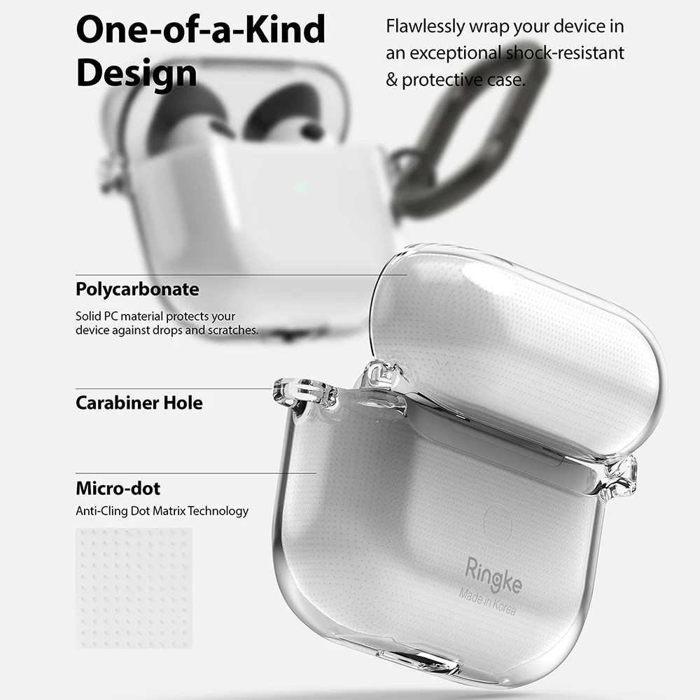 Picture of Apple Airpods 3 Case | Ringke Hinge Durable Clear PC Case Hinge Design Protection Case for Airpods 3 Airpods 3rd Gen Clear Case Hard Case (Clear)