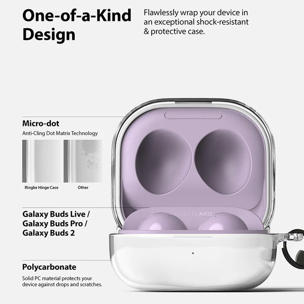 Picture of Samsung Galaxy Buds 2 Pro | Buds 2 | Buds Pro | Buds Live Case | Ringke Hinge Durable Clear PC Case Hinge Design Protection Case for Galaxy Buds Pro Buds 2 Buds Live (Clear)