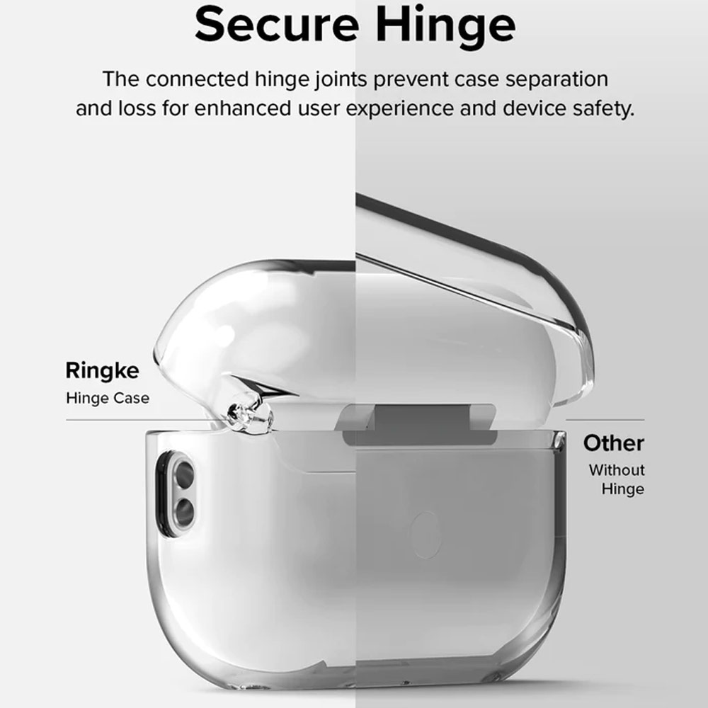 Picture of Apple Airpods Pro 2 Case | Ringke Hinge Hard PC Case Protective Protection Case with Carabiner for Apple Airpods Pro 2 (Clear)