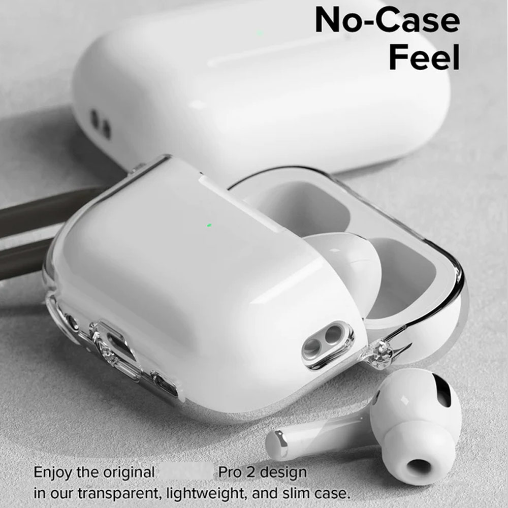 Picture of Apple Airpods Pro 2 Case | Ringke Hinge Hard PC Case Protective Protection Case with Carabiner for Apple Airpods Pro 2 (Clear)