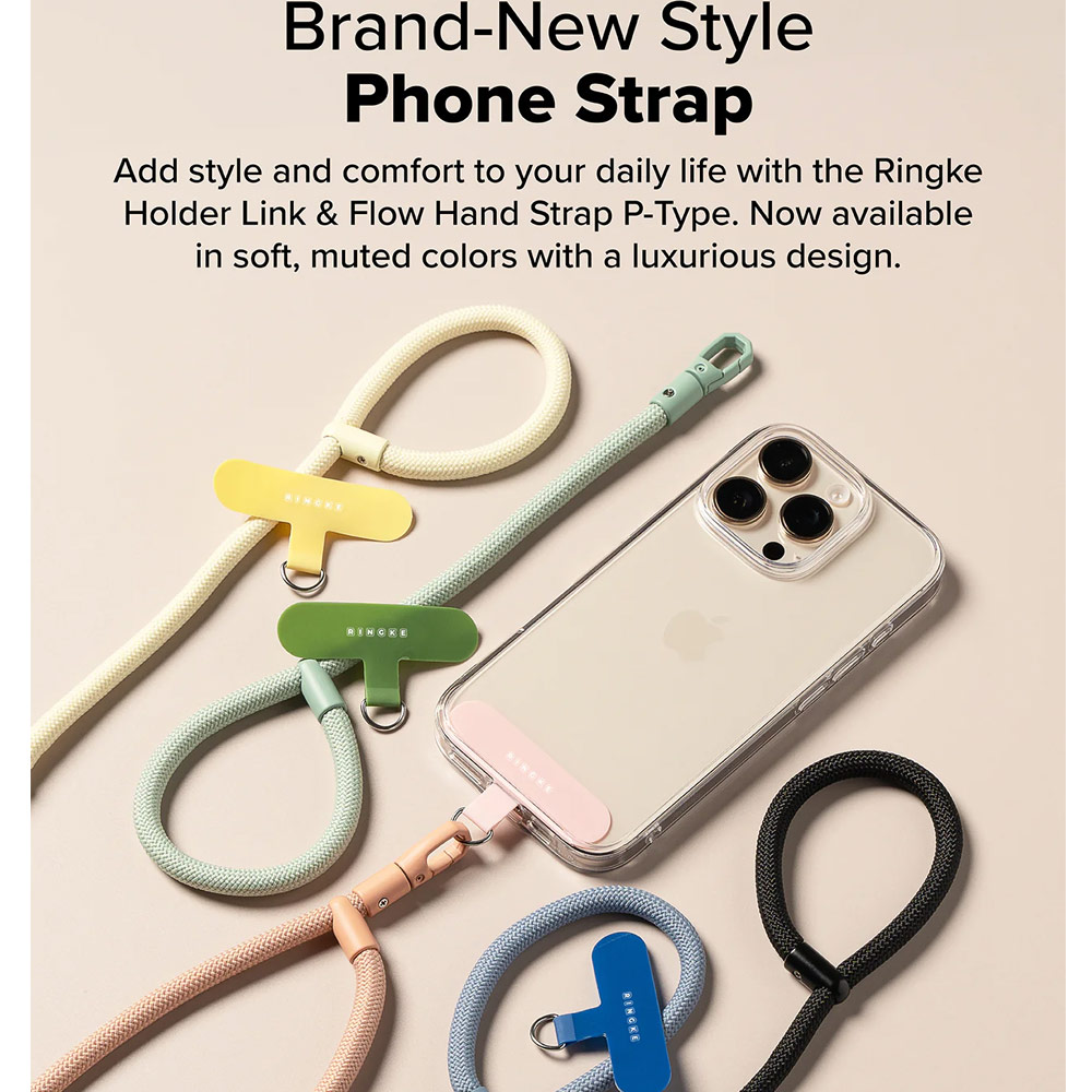 Picture of Ringke Holder Link and Flow Hand Strap P-Type Wrist Strap Phone Strap for closed-bottom phone case (Butter Yellow)