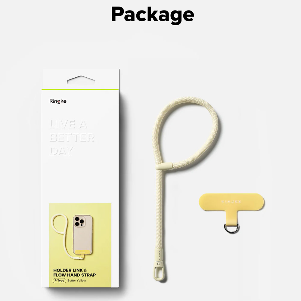 Picture of Ringke Holder Link and Flow Hand Strap P-Type Wrist Strap Phone Strap for closed-bottom phone case (Butter Yellow)