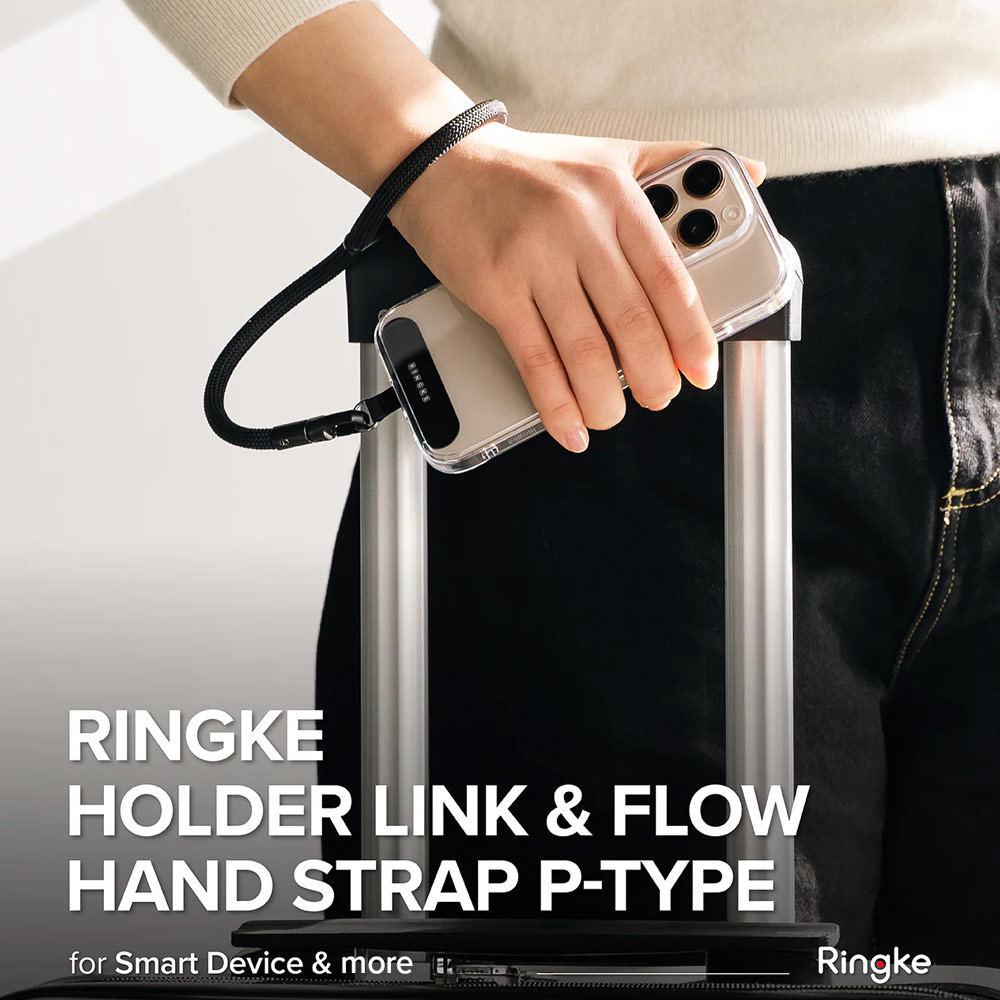 Picture of Ringke Holder Link and Flow Hand Strap P-Type Wrist Strap Phone Strap for closed-bottom phone case (Calm Black)