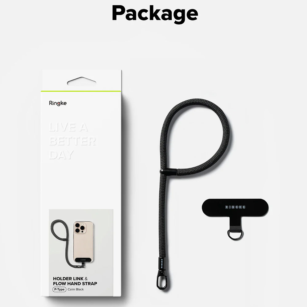 Picture of Ringke Holder Link and Flow Hand Strap P-Type Wrist Strap Phone Strap for closed-bottom phone case (Calm Black)