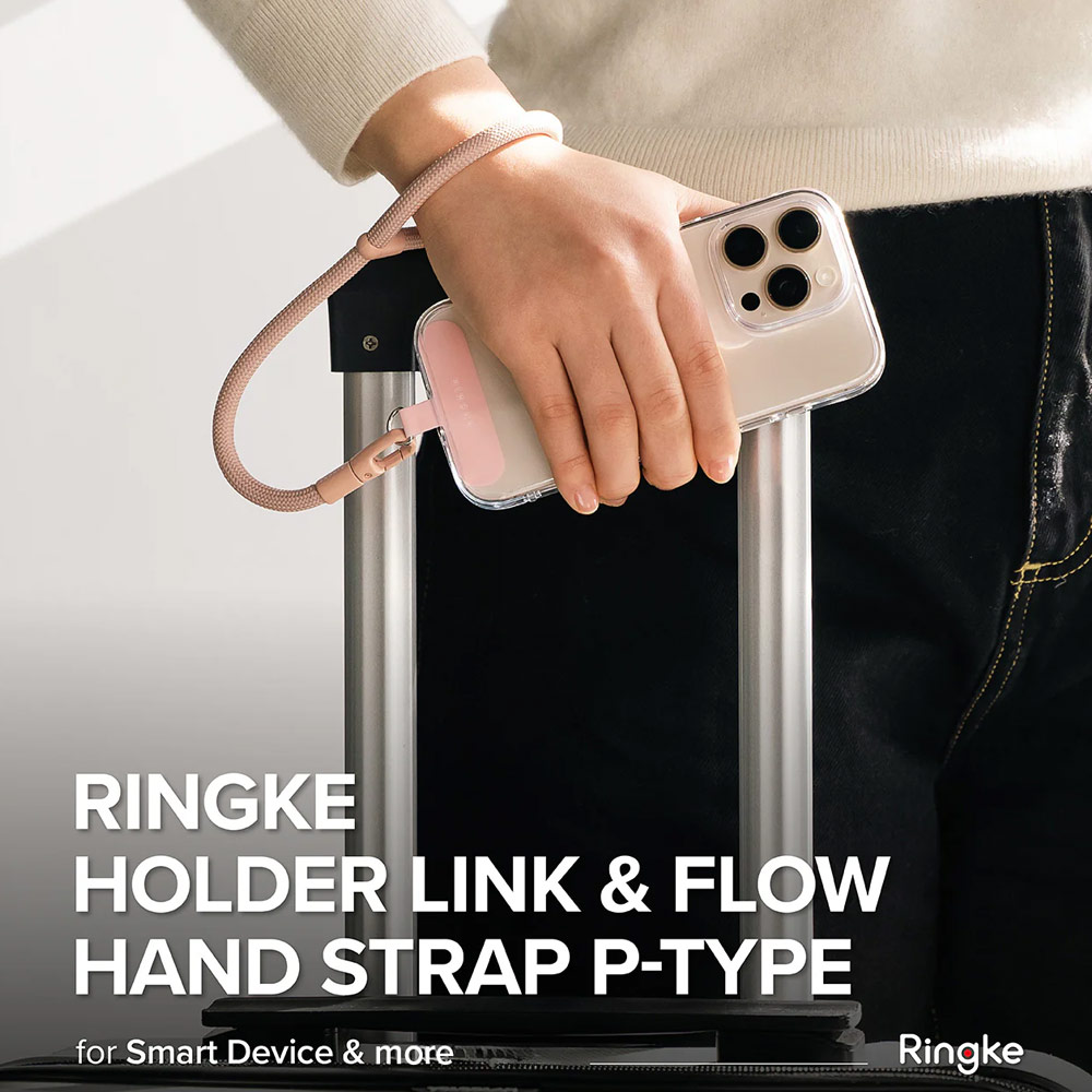 Picture of Ringke Holder Link and Flow Hand Strap P-Type Wrist Strap Phone Strap for closed-bottom phone case (Orange Pink)