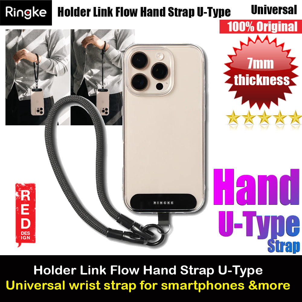 Picture of Ringke Holder Link and Flow Hand Strap U-Type Wrist Strap Phone Strap for closed-bottom phone case (Calm Black) Red Design- Red Design Cases, Red Design Covers, iPad Cases and a wide selection of Red Design Accessories in Malaysia, Sabah, Sarawak and Singapore 