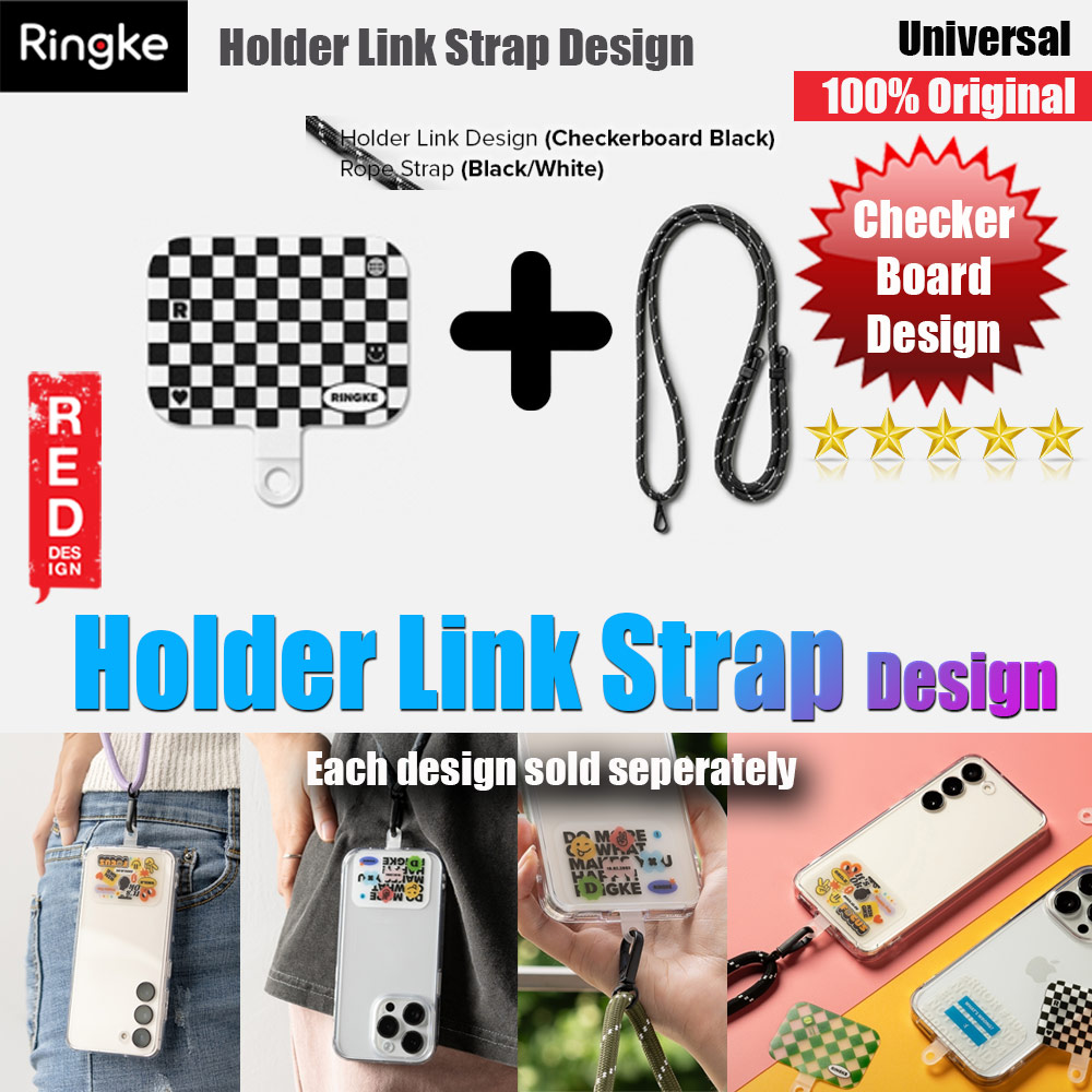 Picture of Ringke Shoulder Strap Design Holder Link Rope for Phone case (Checkerboard Design Black White Rope) Red Design- Red Design Cases, Red Design Covers, iPad Cases and a wide selection of Red Design Accessories in Malaysia, Sabah, Sarawak and Singapore 