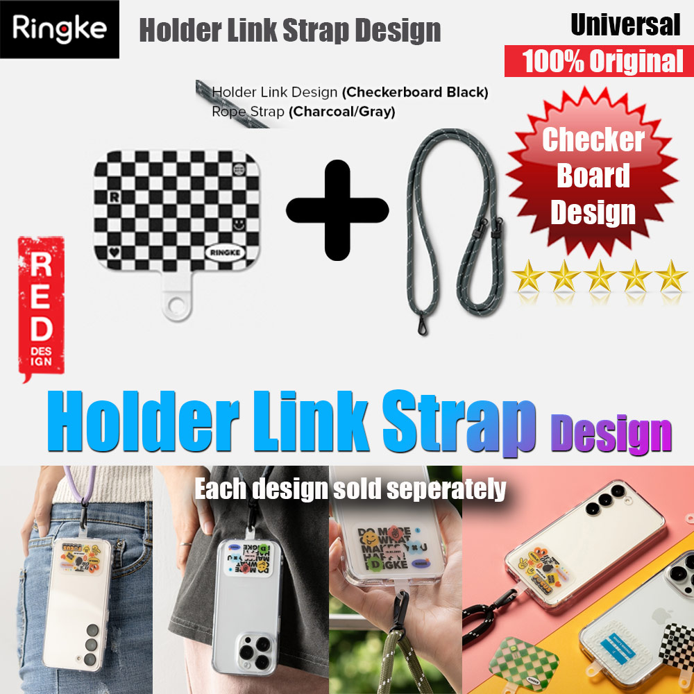 Picture of Ringke Shoulder Strap Design Holder Link Rope for Phone case (Checkerboard Design Charcoal Gray Rope) Red Design- Red Design Cases, Red Design Covers, iPad Cases and a wide selection of Red Design Accessories in Malaysia, Sabah, Sarawak and Singapore 