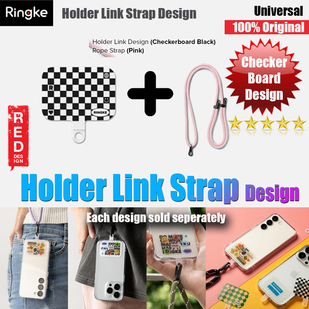 Picture of Ringke Shoulder Strap Design Holder Link Rope for Phone case (Checkerboard Design Pink Rope) Red Design- Red Design Cases, Red Design Covers, iPad Cases and a wide selection of Red Design Accessories in Malaysia, Sabah, Sarawak and Singapore 