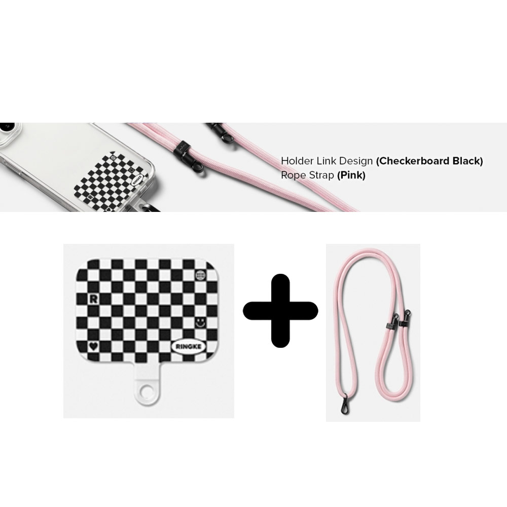 Picture of Ringke Shoulder Strap Design Holder Link Rope for Phone case (Checkerboard Design Pink Rope)