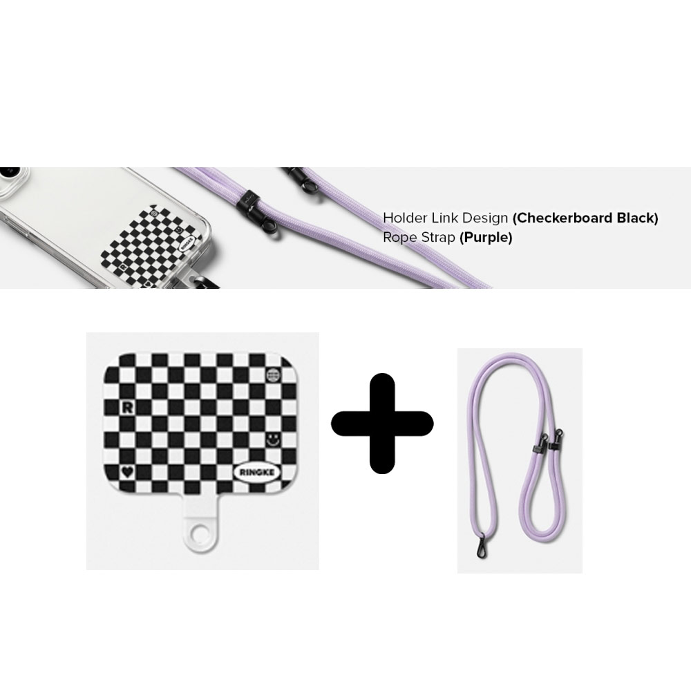 Picture of Ringke Shoulder Strap Design Holder Link Rope for Phone case (Checkerboard Design Purple Rope)