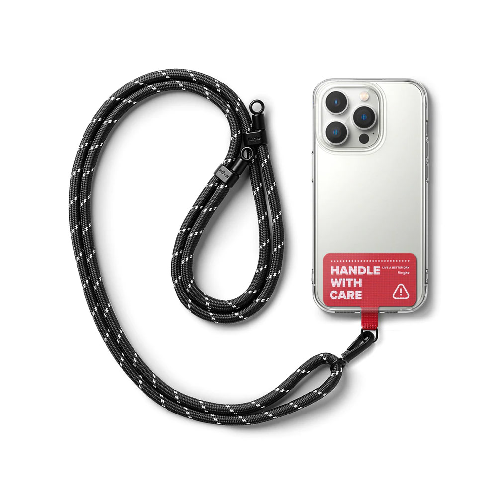Picture of Ringke Shoulder Holder Link Strap for Phone case TARPAULIN RED (Black White Rope)