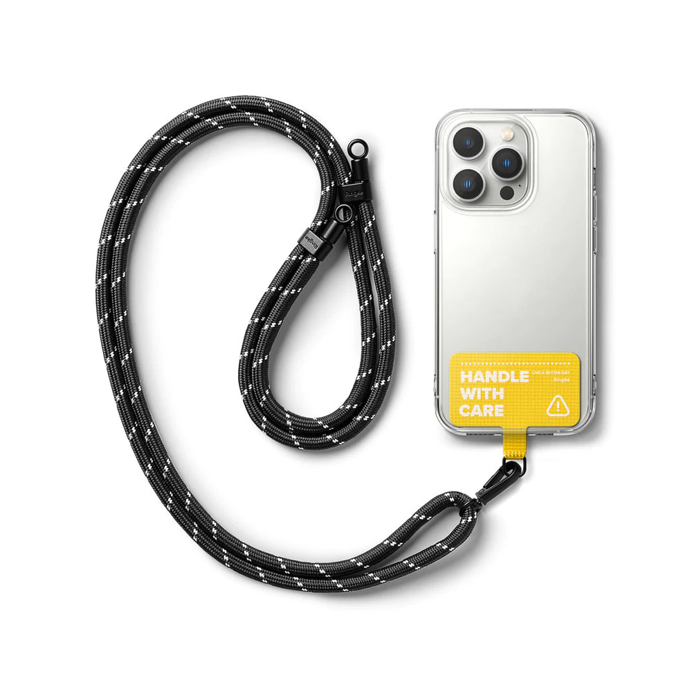 Picture of Ringke Shoulder Holder Link Strap for Phone case TARPAULIN YELLOW (Black White Rope)