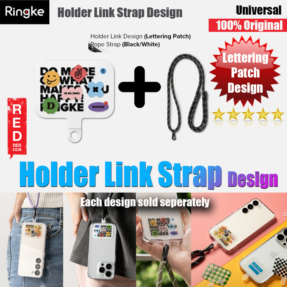 Picture of Ringke Shoulder Strap Design Holder Link Rope for Phone case (Lettering Patch Design Black White Rope) Red Design- Red Design Cases, Red Design Covers, iPad Cases and a wide selection of Red Design Accessories in Malaysia, Sabah, Sarawak and Singapore 