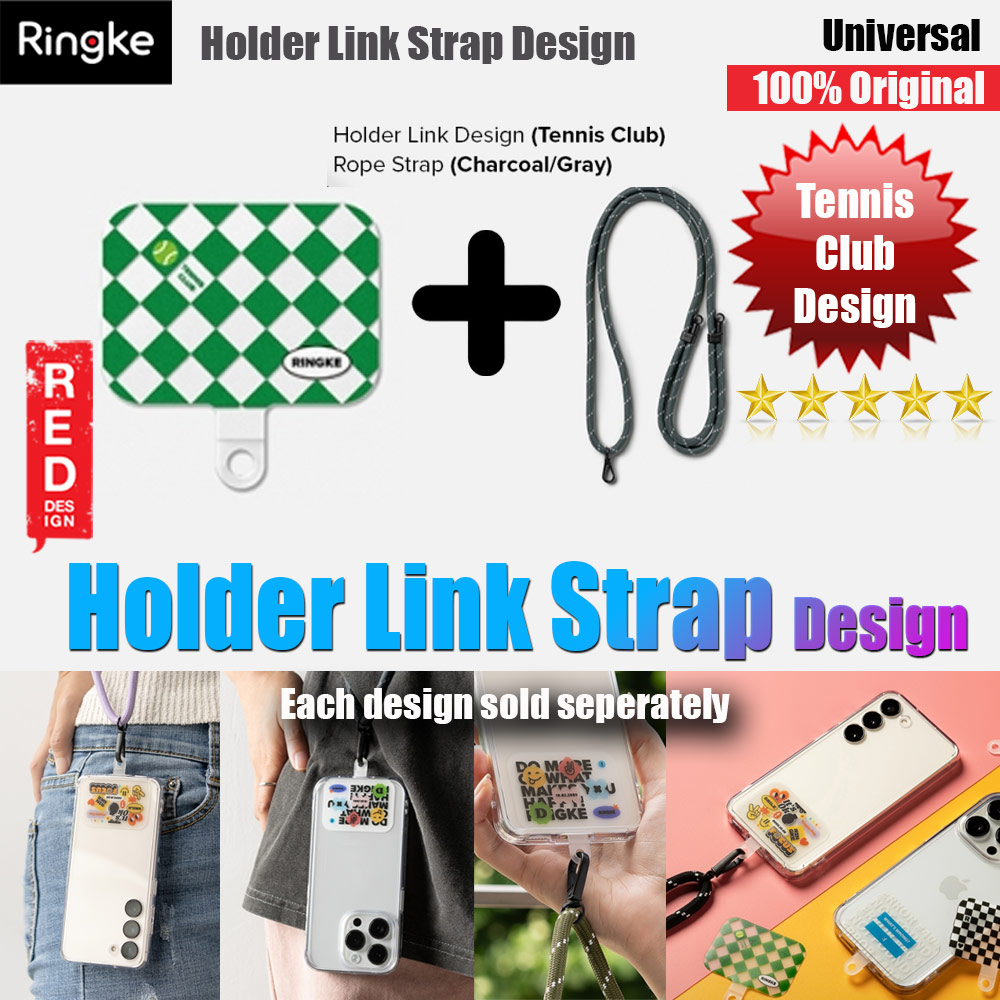 Picture of Ringke Shoulder Strap Design Holder Link Rope for Phone case (Tennis Club Design Charcoal Gray Rope) Red Design- Red Design Cases, Red Design Covers, iPad Cases and a wide selection of Red Design Accessories in Malaysia, Sabah, Sarawak and Singapore 