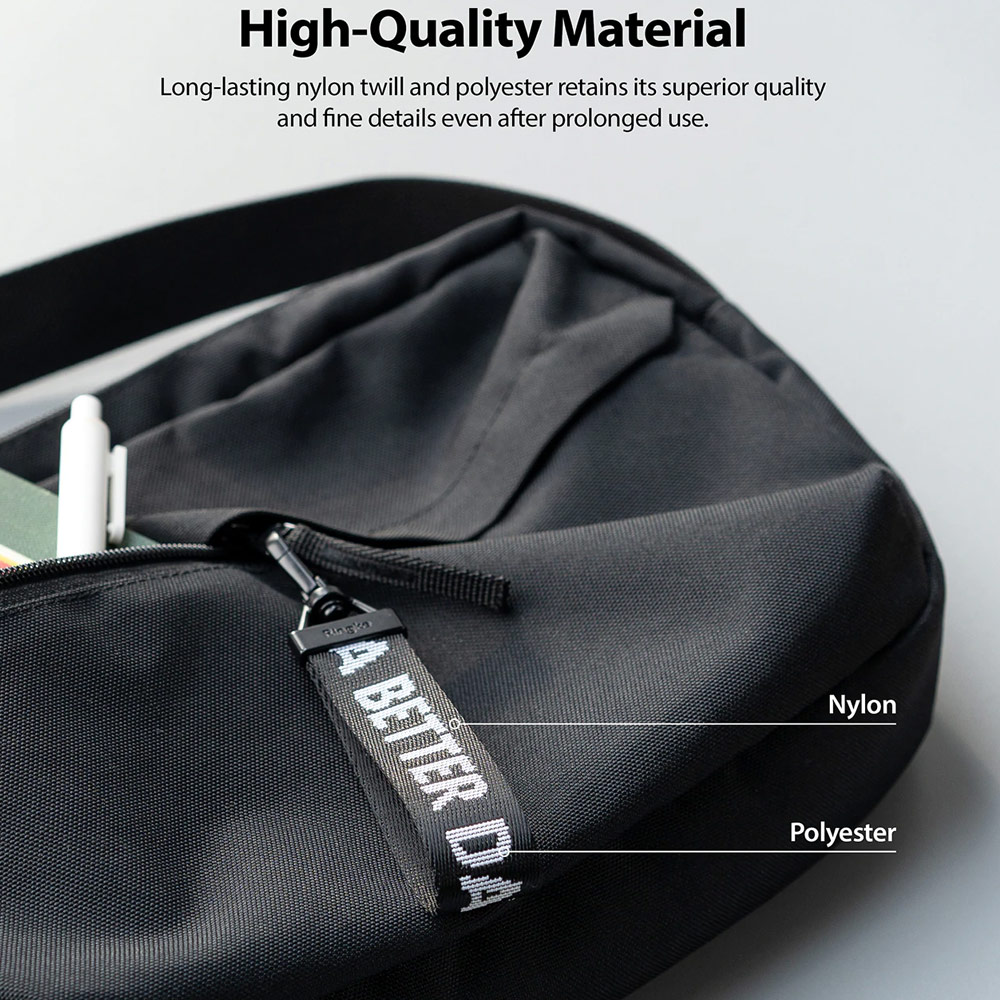 Picture of Ringke Key Ring Strap with Oval Hook Clip  for phone case keychain camera game console USB flash drives (Lettering Ticket Band 2 Black)