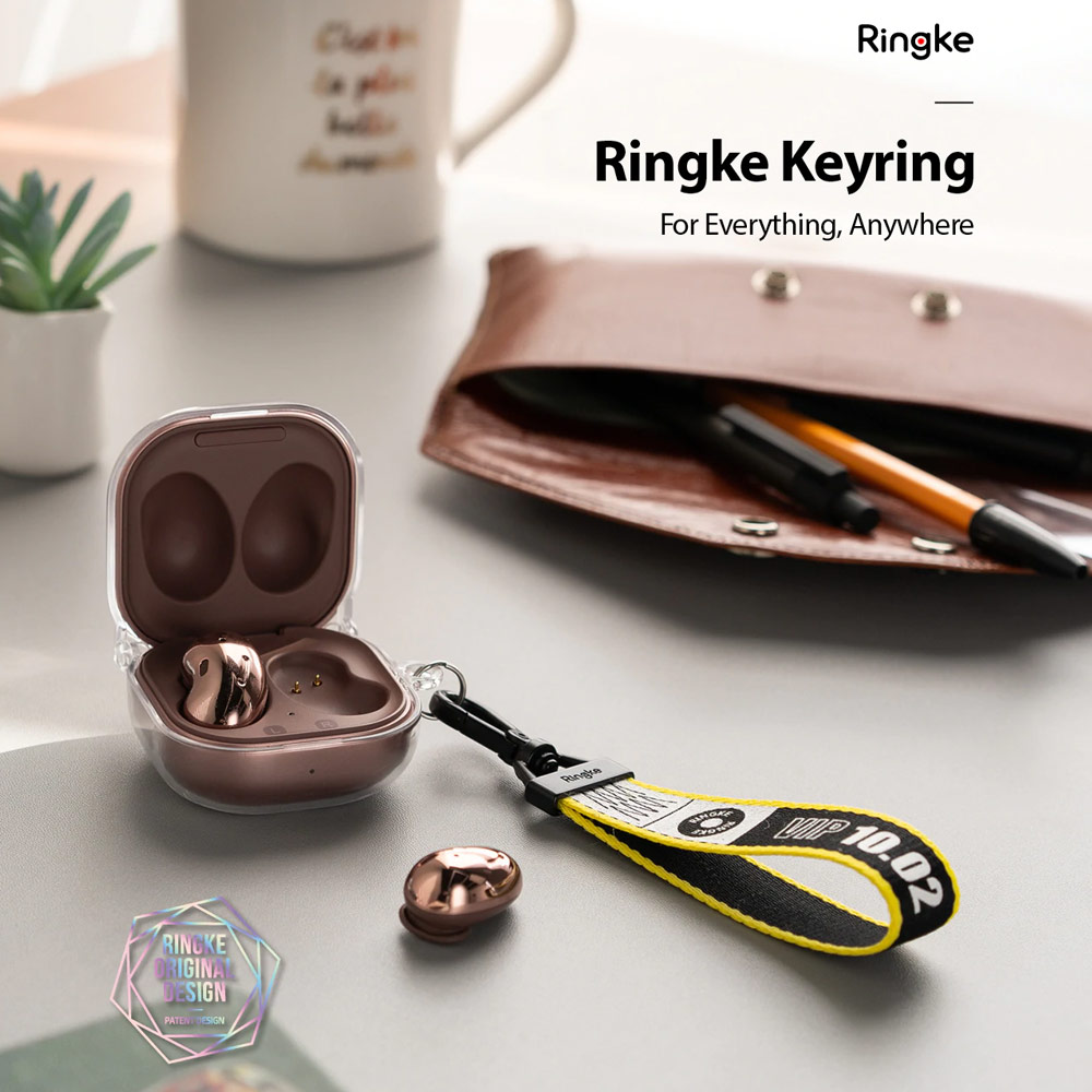 Picture of Ringke Key Ring Strap with Oval Hook Clip  for phone case keychain camera game console USB flash drives (Lettering Ticket Band Black)