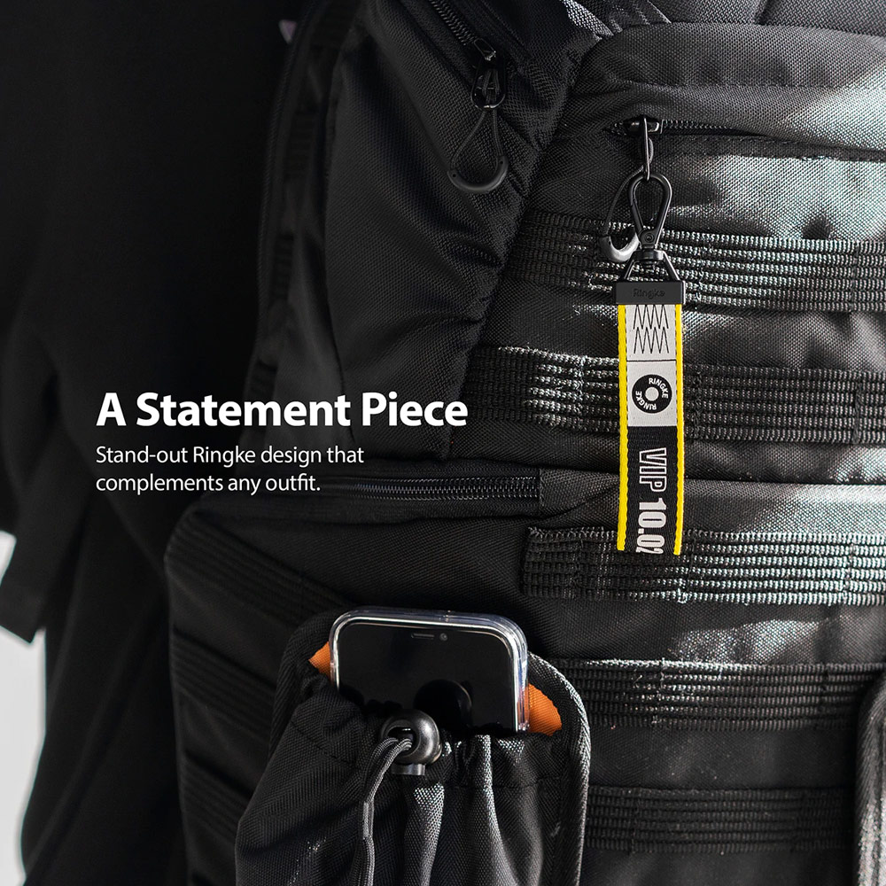 Picture of Ringke Key Ring Strap with Oval Hook Clip  for phone case keychain camera game console USB flash drives (Lettering Ticket Band Black)