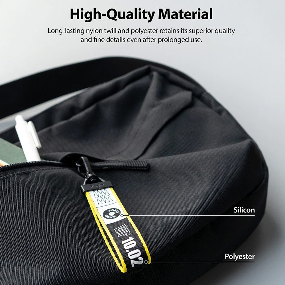 Picture of Ringke Key Ring Strap with Oval Hook Clip  for phone case keychain camera game console USB flash drives (Lettering Ticket Band Black)